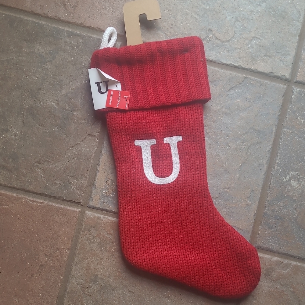 New with tags! Wondershop Red Knit Monogram Stocking with White Letter U
